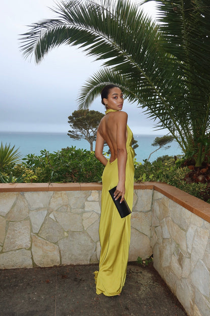 Novira | Vestido Largo Ajustado Escote Drapeado