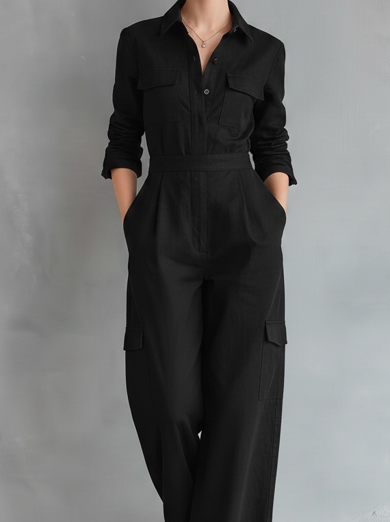 Ravel | Mono Elegante Manga Larga con Cuello Camisero