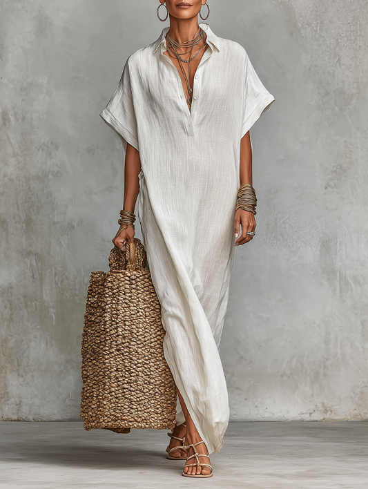 Saona | Vestido Largo Oversize Minimalista Tipo Camisa