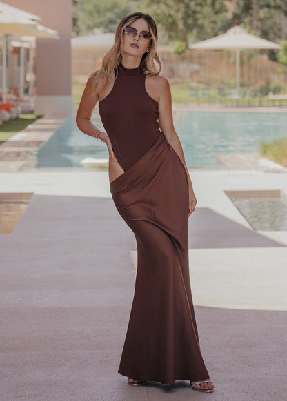 Ravella | Vestido Largo Halter Asimetrico