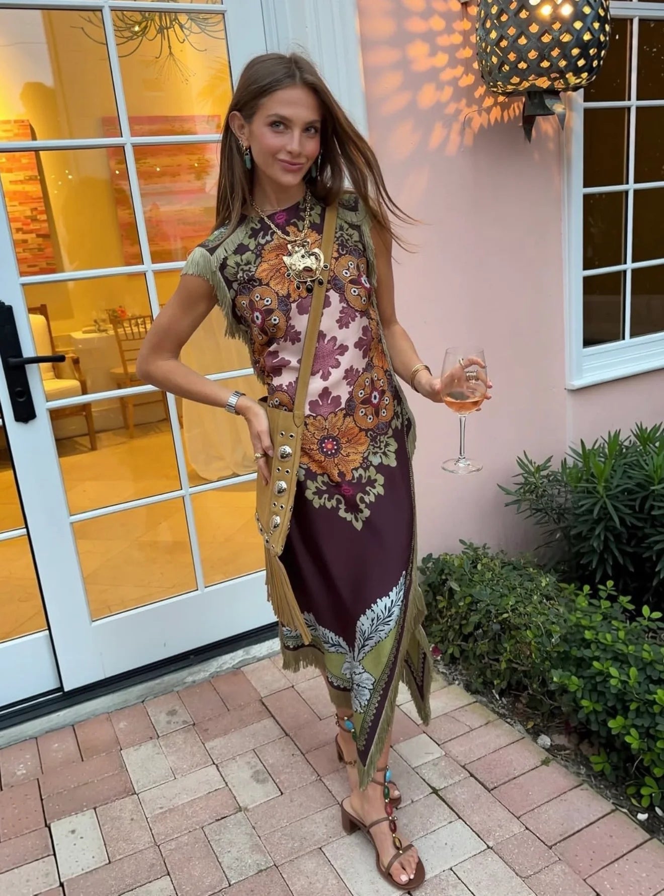 Seravelle | Vestido Estampado Con Flecos