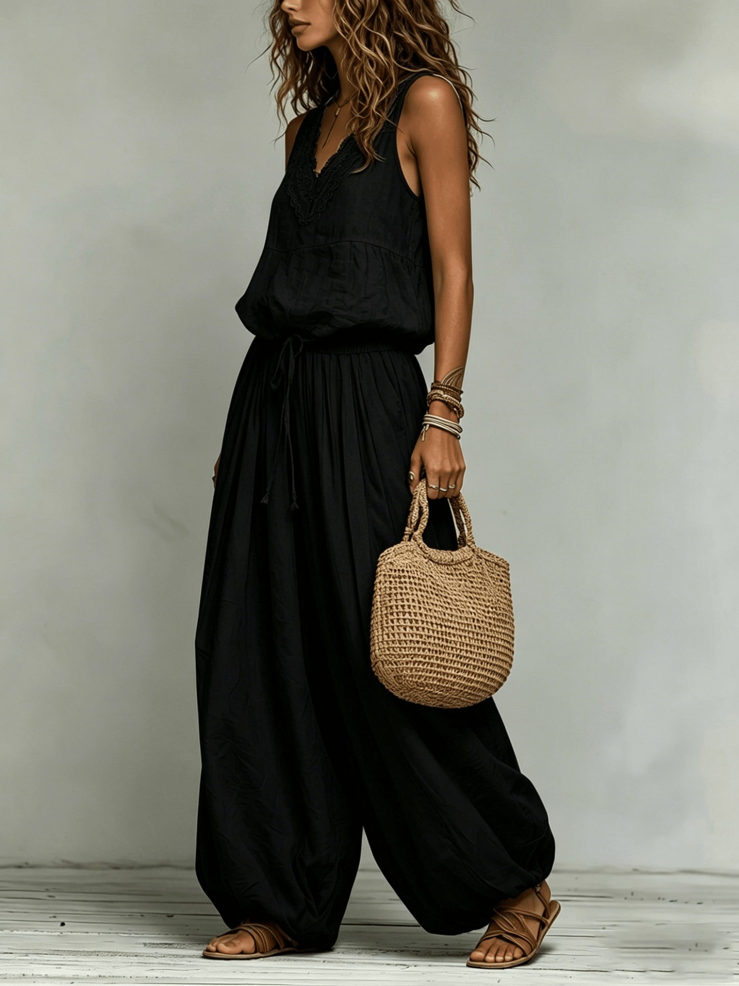 Noira | Conjunto Holgado Top Encaje Pantalón