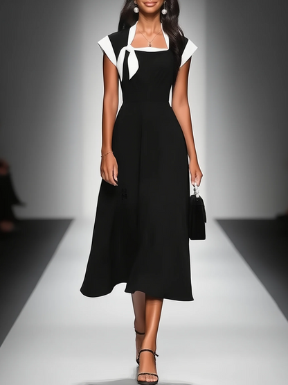 Kati | Vestido Midi Cuello Cuadrado Manga Corta