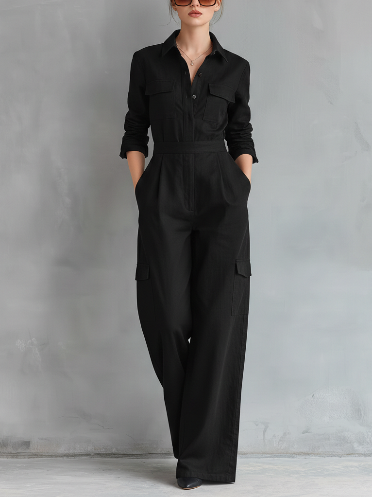 Ravel | Mono Elegante Manga Larga con Cuello Camisero