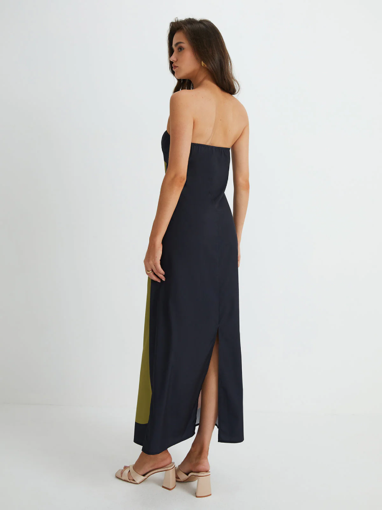 Fiorena | Vestido Midi Estampado Floral Sin Tirantes