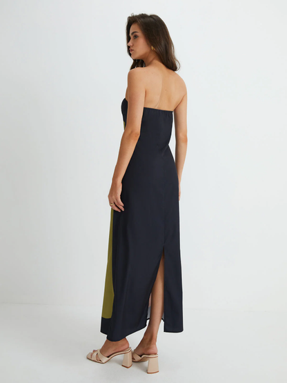 Fiorena | Vestido Midi Estampado Floral Sin Tirantes