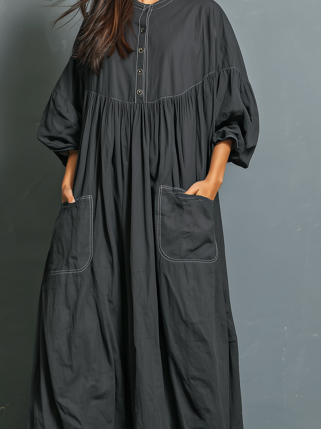 Umbra | Vestido Largo Holgado de Manga Media