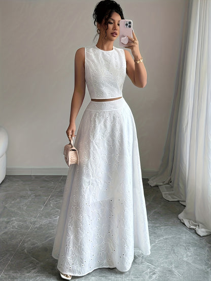 Avielle | Conjunto Ibicenco Bordado Falda Maxi