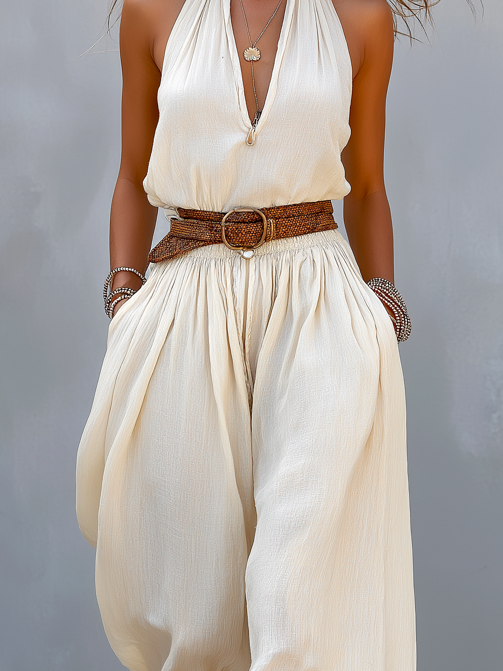 Onira | Mono Holgado Elegante Cuello Halter Sin Mangas