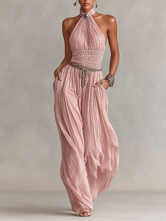 Rosalén | Mono Plisado Elegante Atemporal Cuello Halter