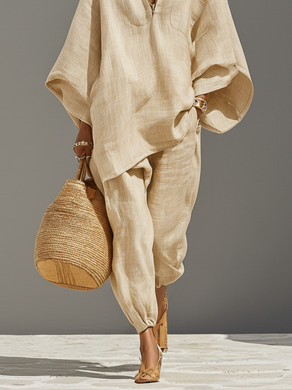 Arena | Conjunto de Lino Minimalista con Doble Asimétrico