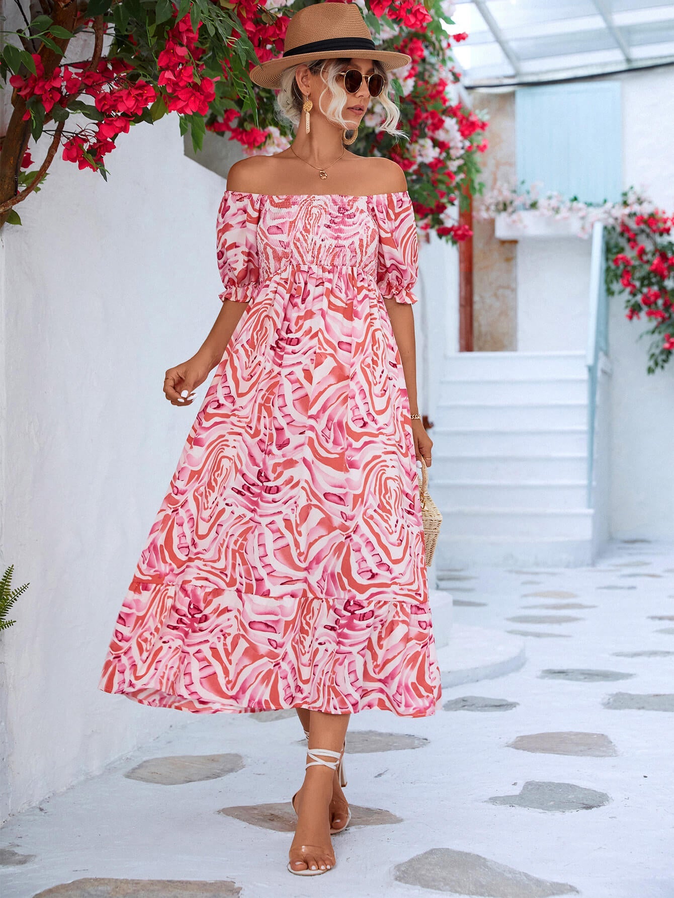 Aurela | Vestido Largo Mangas Caídas Volantes