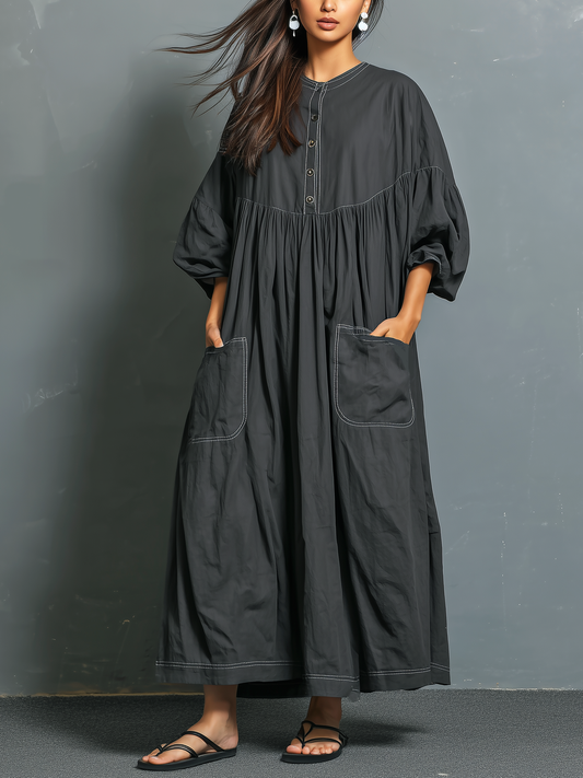 Umbra | Vestido Largo Holgado de Manga Media