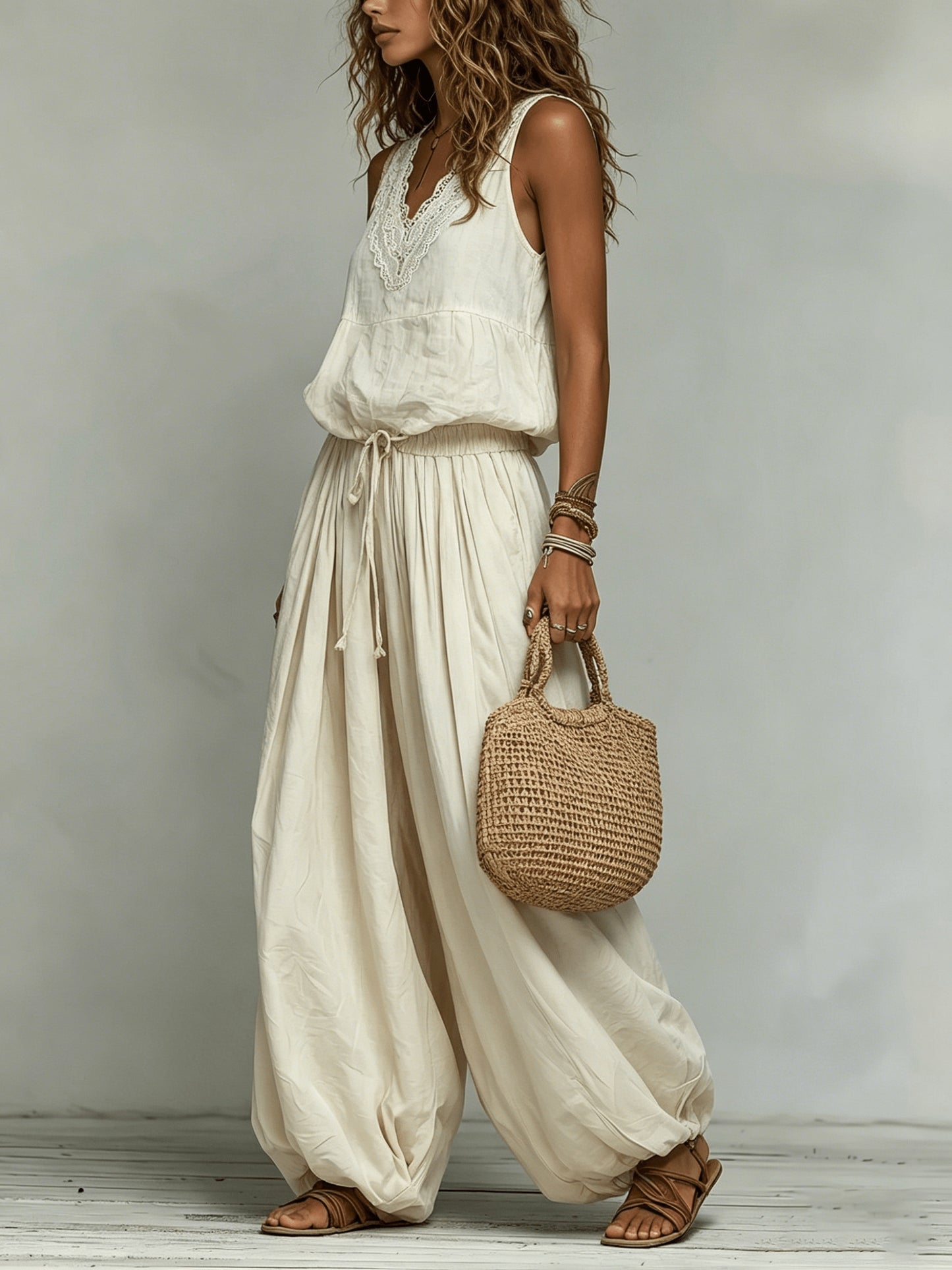 Noira | Conjunto Holgado Top Encaje Pantalón