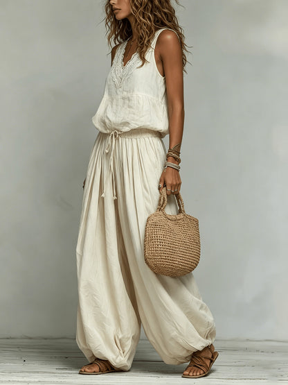 Noira | Conjunto Holgado Top Encaje Pantalón