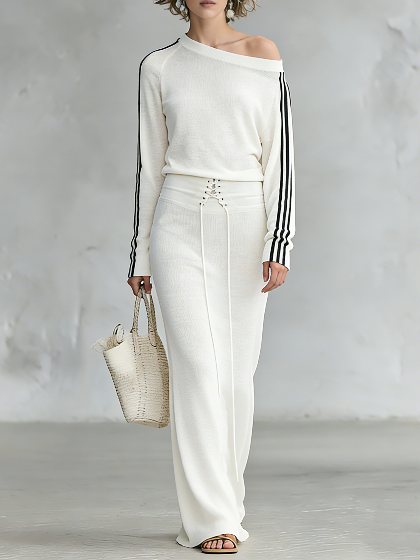 Sorel | Conjunto Minimalista de Jersey Ligero de Manga Larga y Falda Larga