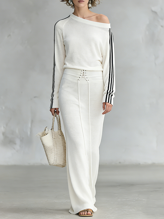 Sorel | Conjunto Minimalista de Jersey Ligero de Manga Larga y Falda Larga