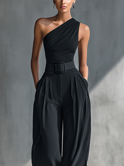 Aurix | Conjunto Top de Punto Elástico y Pantalón Ancho Satinado