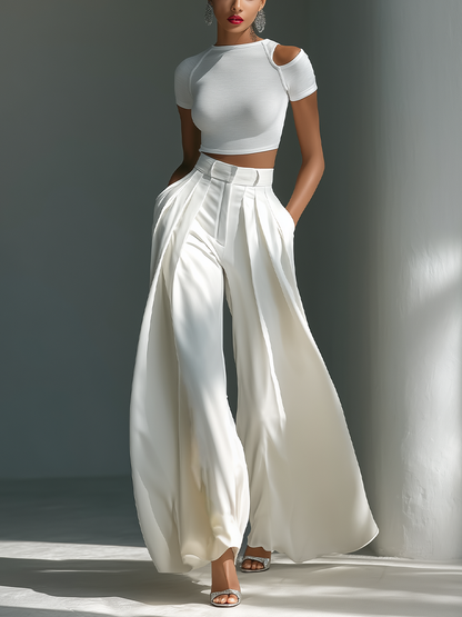 Alisa | Conjunto Top Corto y Pantalón Ancho Cintura Alta