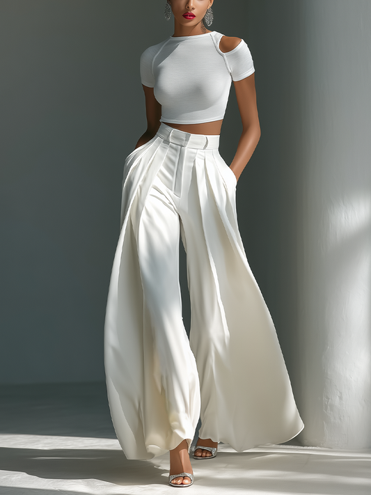 Alisa | Conjunto Top Corto y Pantalón Ancho Cintura Alta