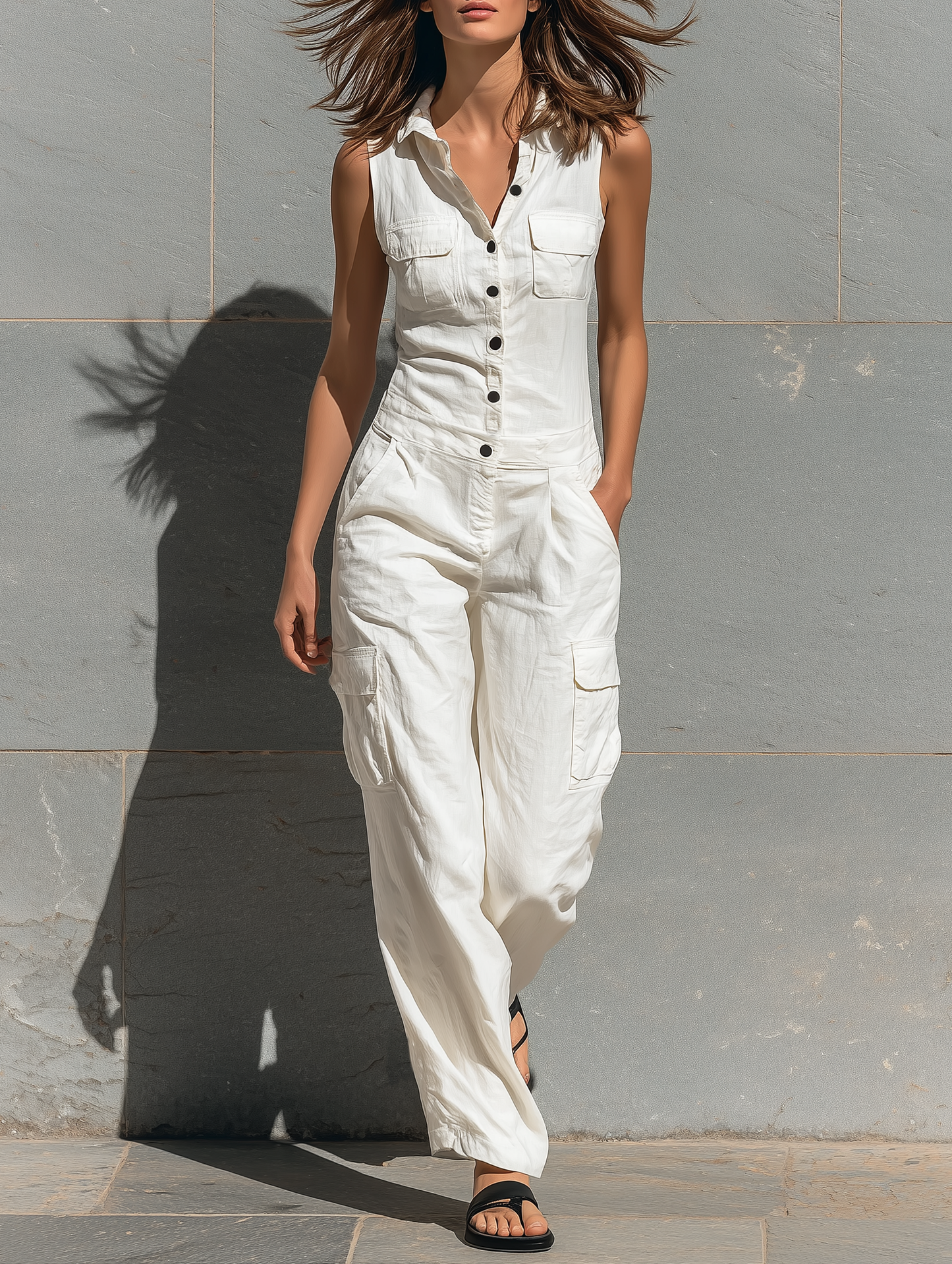 Macarena | Mono Botones Minimalista Sin Mangas