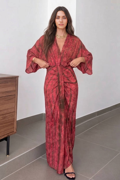 Vitoria | Vestido Largo Mangas Murciélago Estilo Kimono