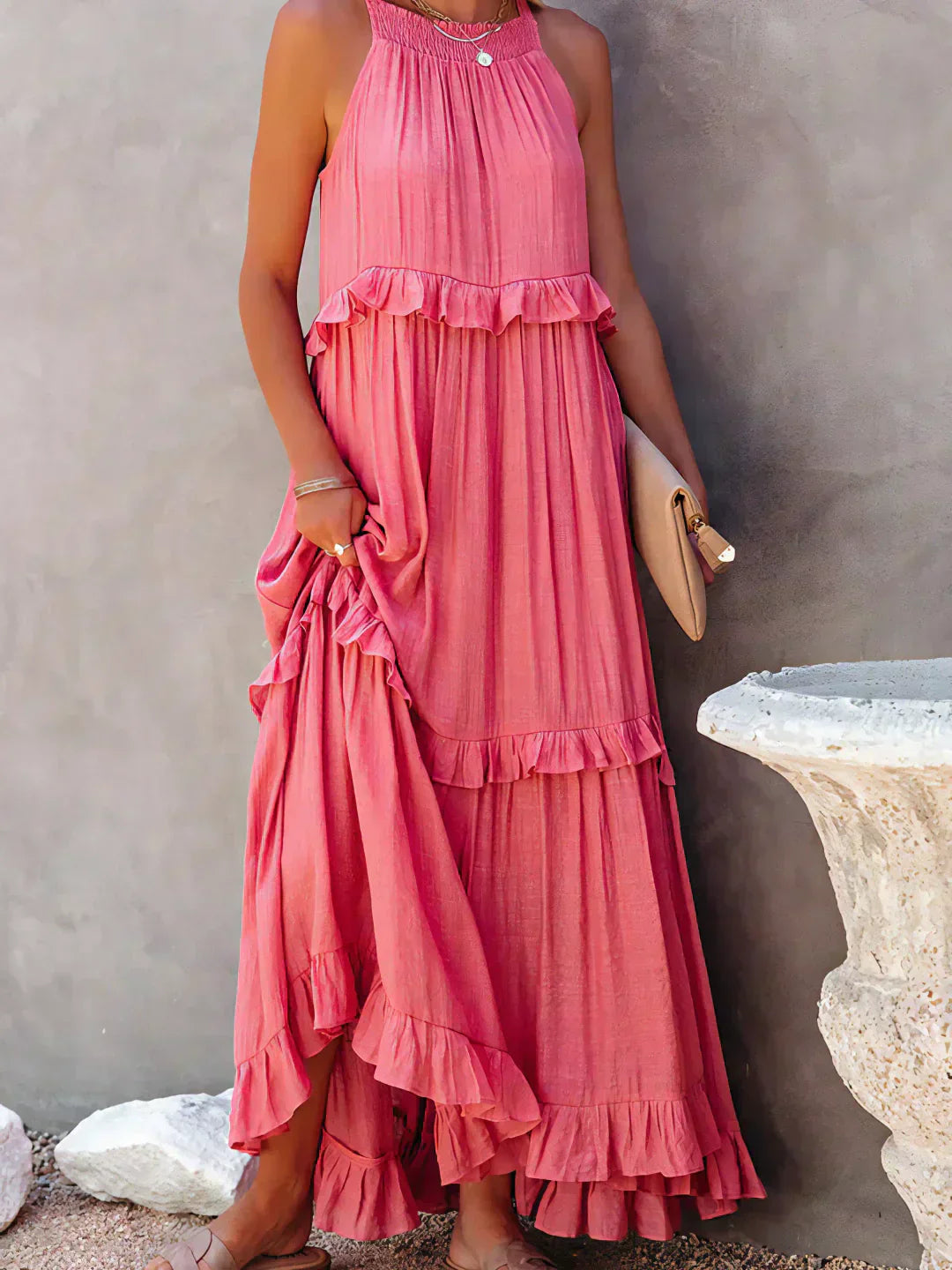 Clarette | Vestido Halter Volantes