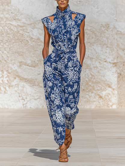 Zevina | Mono Vacacional Estampado Floral Hombros Descubiertos
