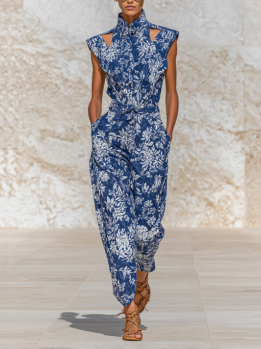 Zevina | Mono Vacacional Estampado Floral Hombros Descubiertos