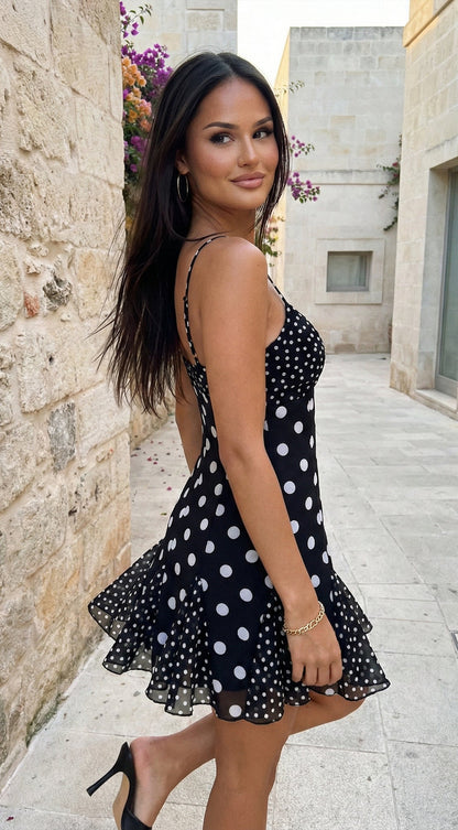 Rivelle | Vestido Mini Lunares Volantes