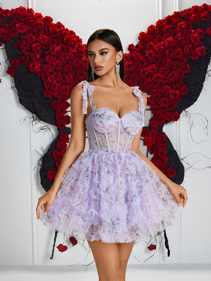 Marvelle | Mini Vestido Corsé Floral Tirantes