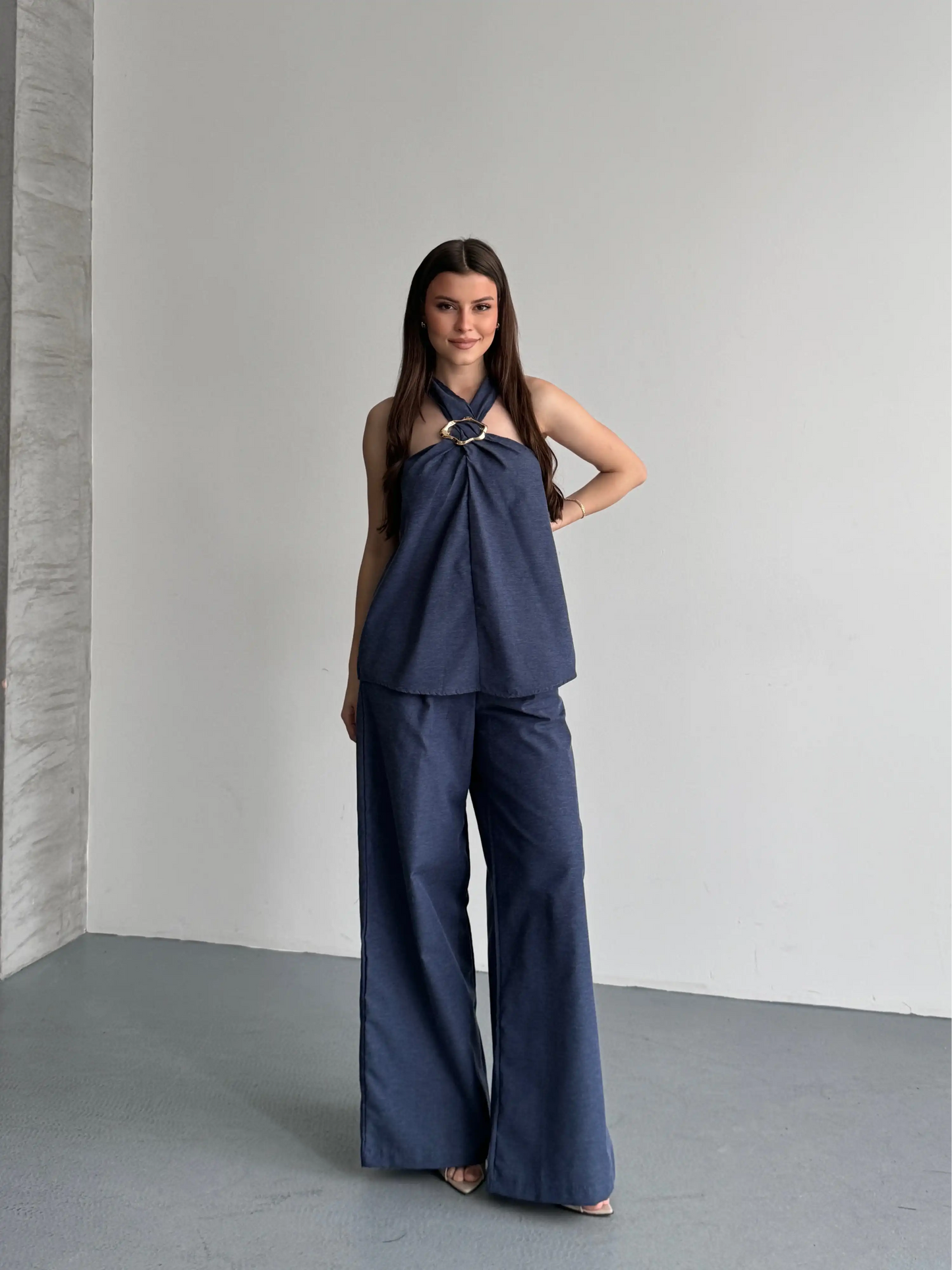 Denara | Conjunto Top Halter Pantalón Holgado