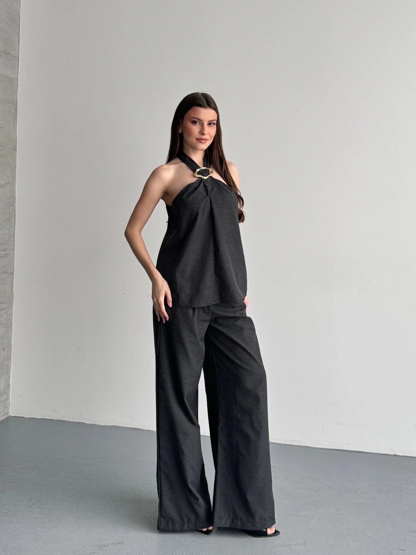 Denara | Conjunto Top Halter Pantalón Holgado