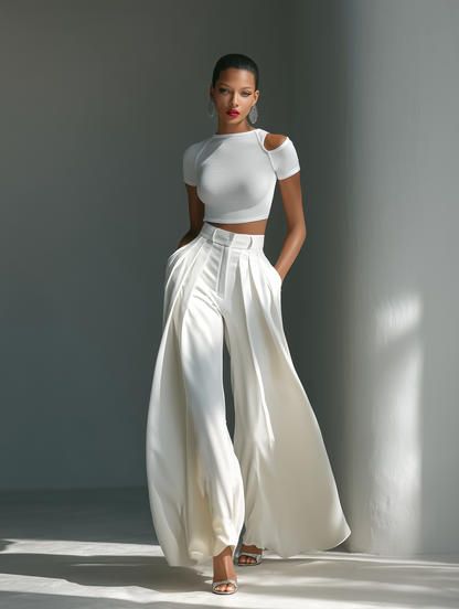 Alisa | Conjunto Top Corto y Pantalón Ancho Cintura Alta