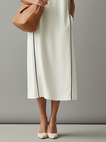 Clarisse | Vestido con Ribete en Contraste y Bolsillos Laterales