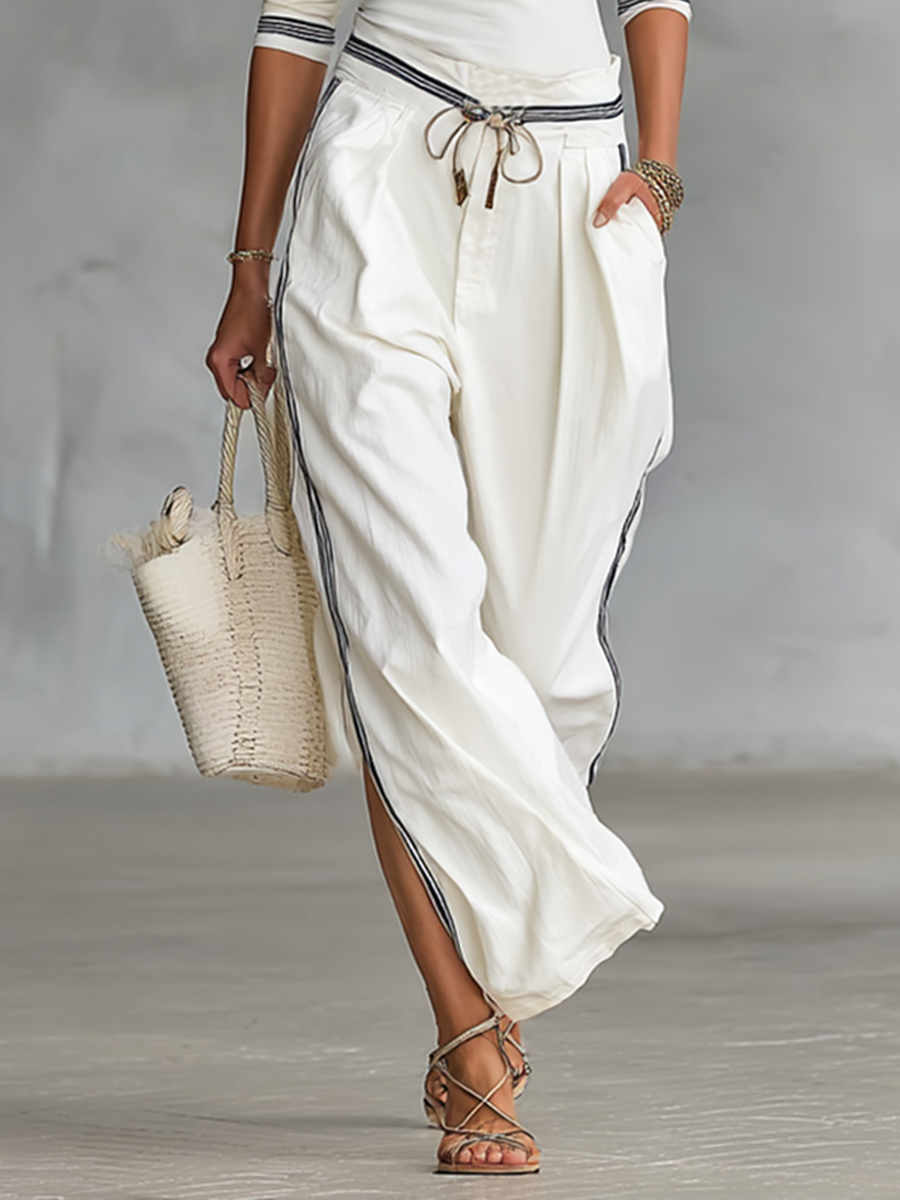 Virella | Conjunto de Camiseta de Cuello Medio y Pantalones Anchos