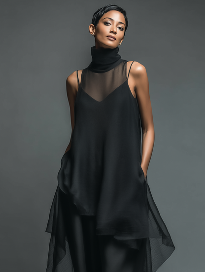 Celine | Vestido Lencero Minimalista con Vestido Largo Superpuesto