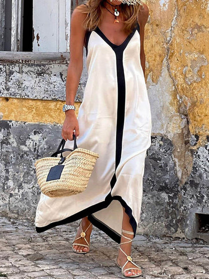 Dariel | Vestido Largo Contraste Tirantes