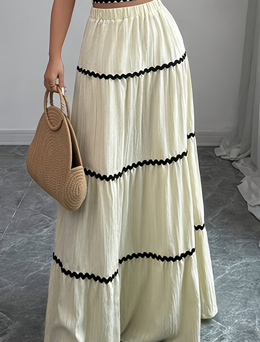 Lena | Falda Boho Larga de Encaje a Rayas