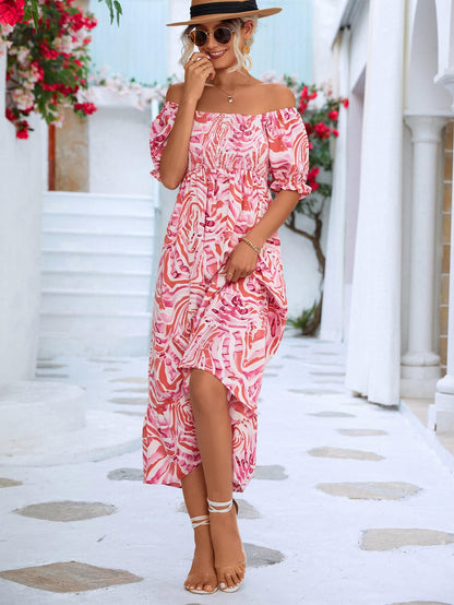 Aurela | Vestido Largo Mangas Caídas Volantes