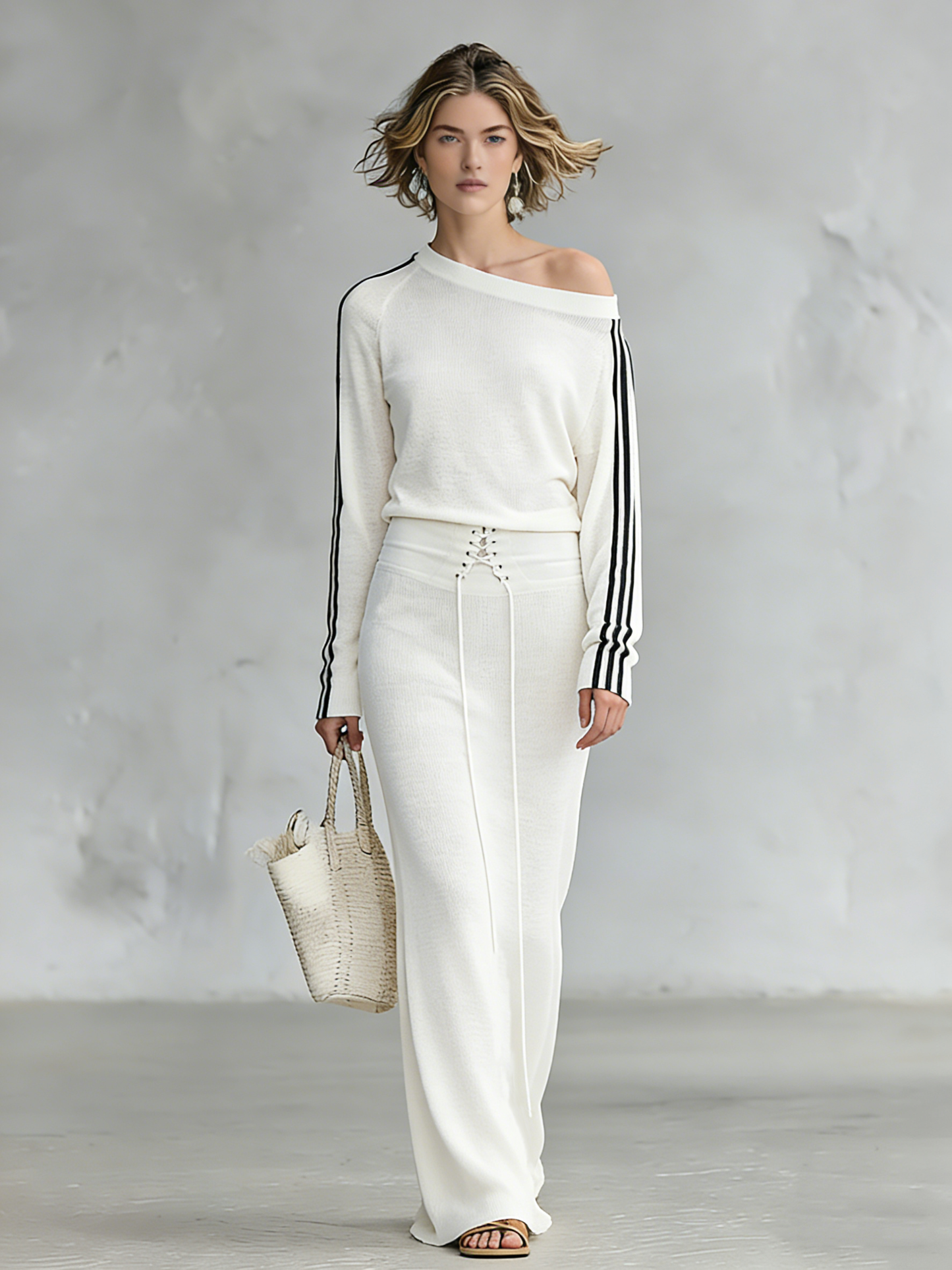 Sorel | Conjunto Minimalista de Jersey Ligero de Manga Larga y Falda Larga