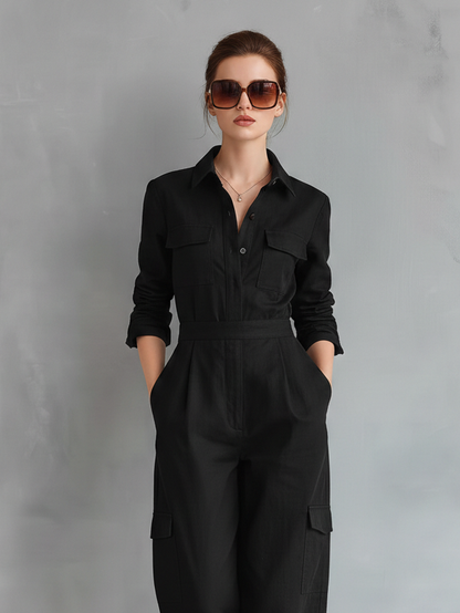 Ravel | Mono Elegante Manga Larga con Cuello Camisero