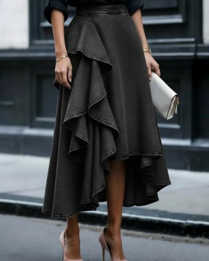 Líbora | Falda Volant de Mezclilla