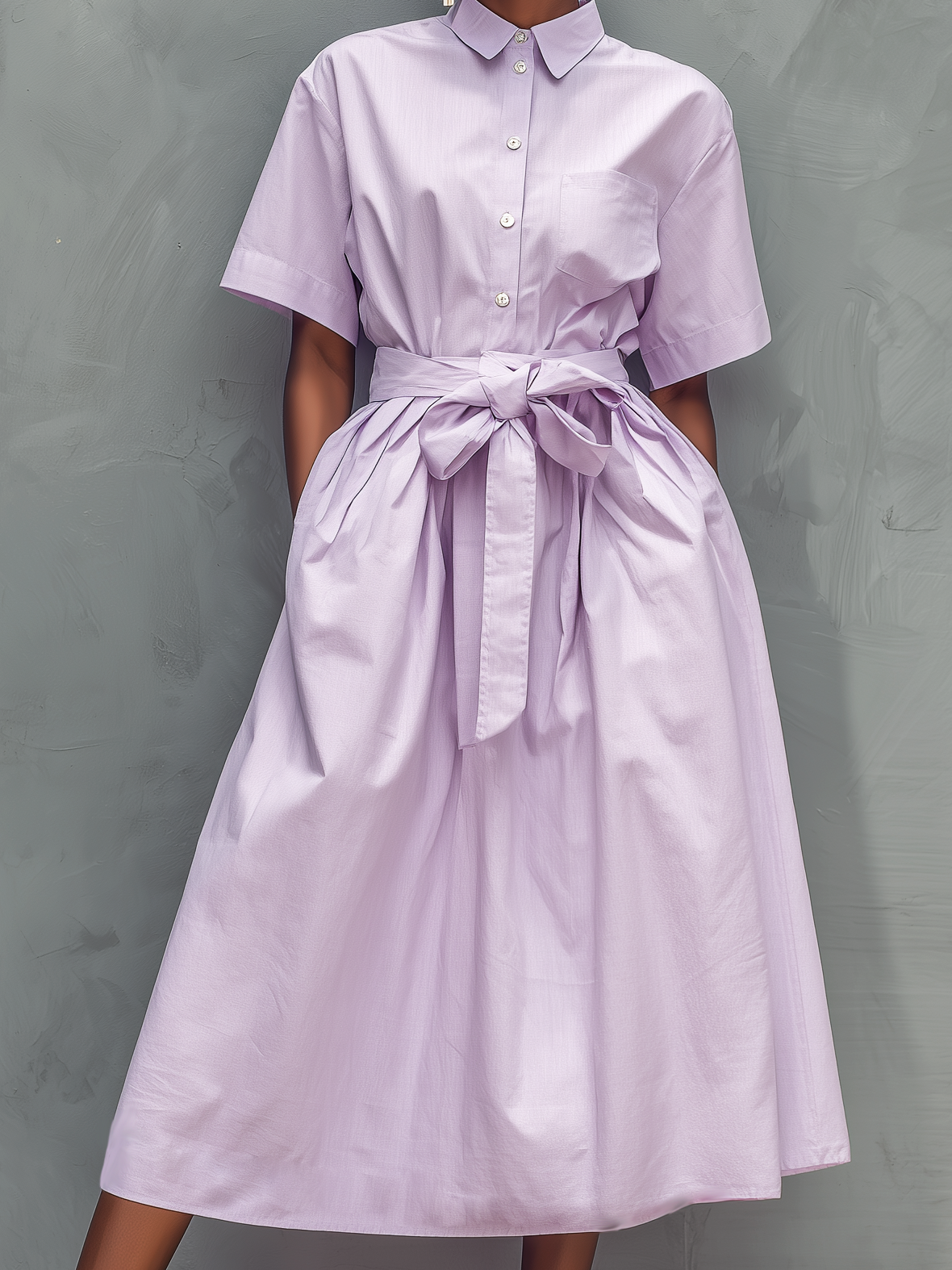 Purperis | Vestido Camisero Elegante Manga Corta
