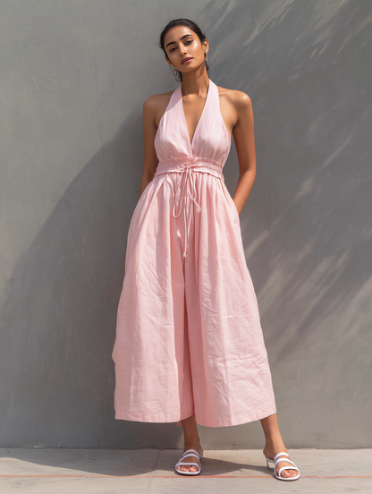 Roba | Mono Elegante Cuello Halter Sin Mangas con Lazo