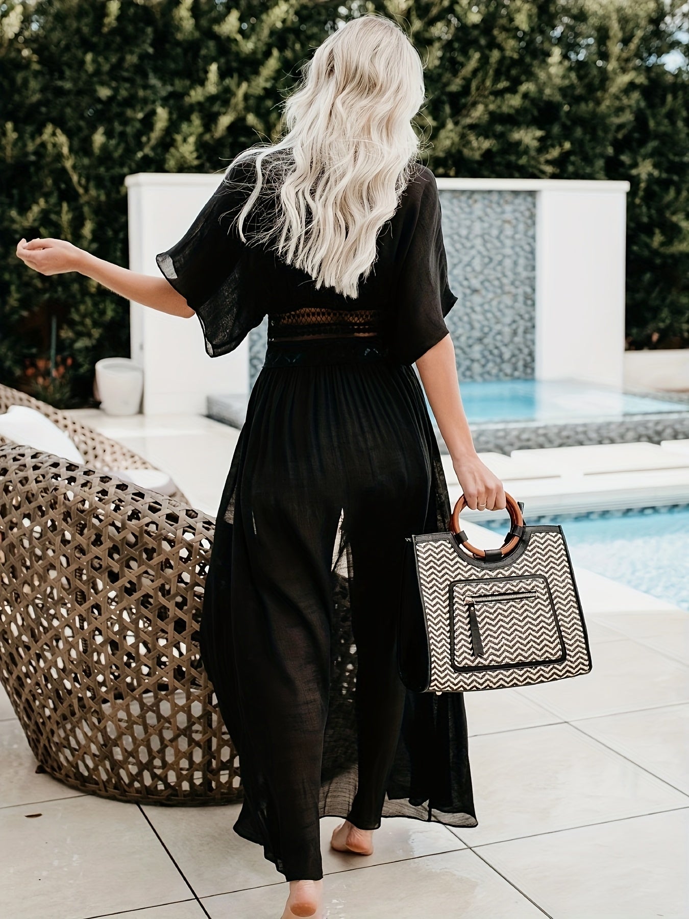 Lacevia | Vestido Largo Kimono Encaje