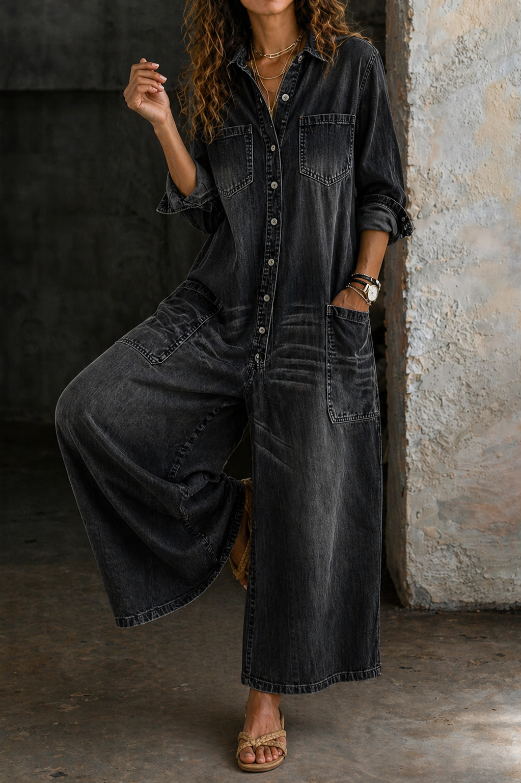 Soreya | Mono Denim Casual Bolsillos