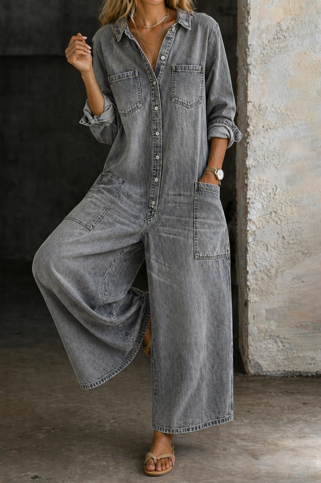 Soreya | Mono Denim Casual Bolsillos