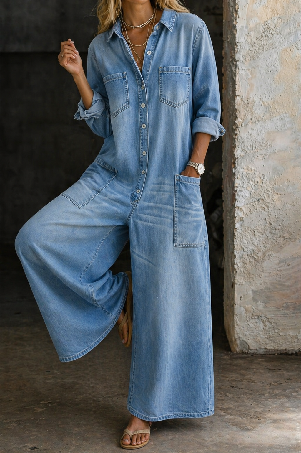 Soreya | Mono Denim Casual Bolsillos