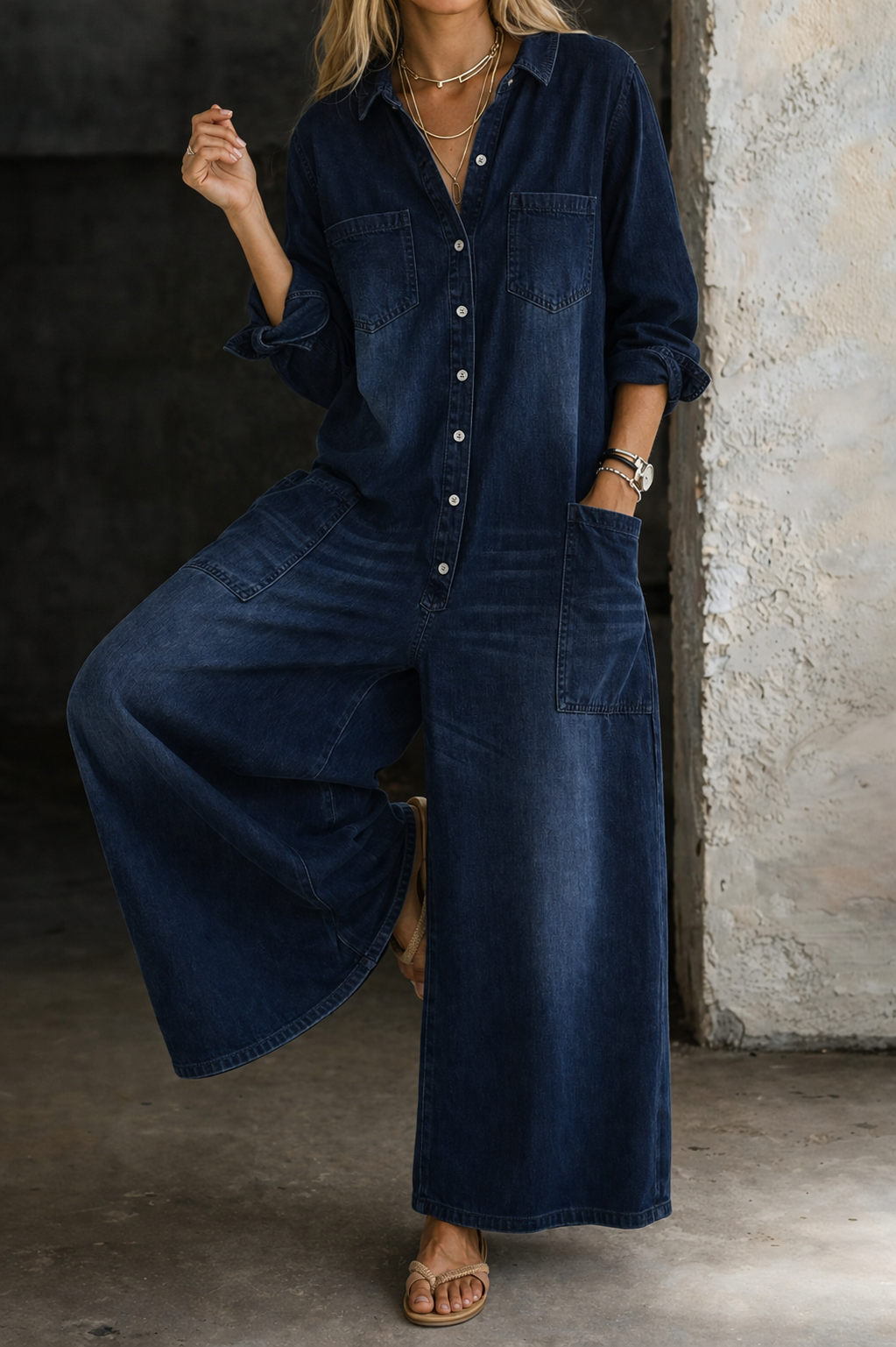 Soreya | Mono Denim Casual Bolsillos